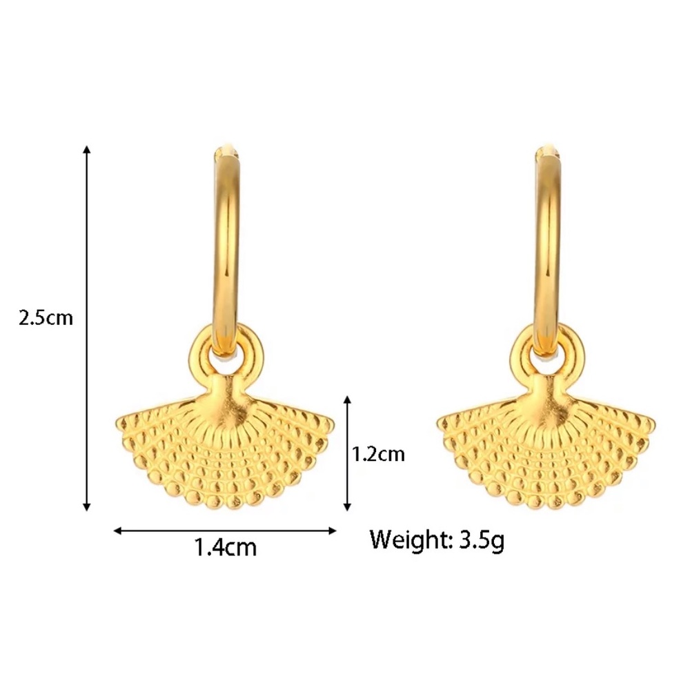 New 18K Gold Pendant Drop Hoop Earrings - Picture 6 of 6